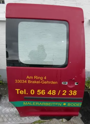 VW Caddy 3 2k Beifahrertür Tür hinten rechts rot Scheibe Schiebetür