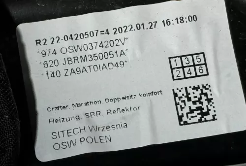 VW Crafter 7C MAN Post Sitz vorne rechts original Beifahrersitz Doppelsitz  SHZ (144681)