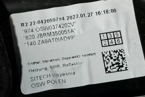 VW Crafter 7C MAN Post Sitz vorne rechts original Beifahrersitz Doppelsitz  SHZ  (144681)