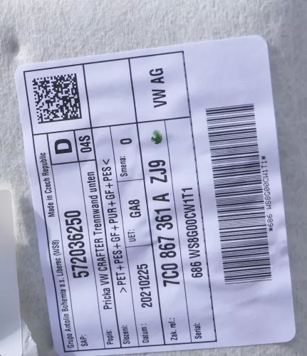 VW Crafter 7C MAN TGE LKW Trennwand unten Abtrennung Rückwandverkleidung (144881)