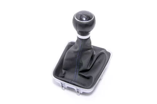 VW Golf Plus 5M Schaltknauf Schaltsack Schaltung Schaltknüppel 6-Gang Leder blau