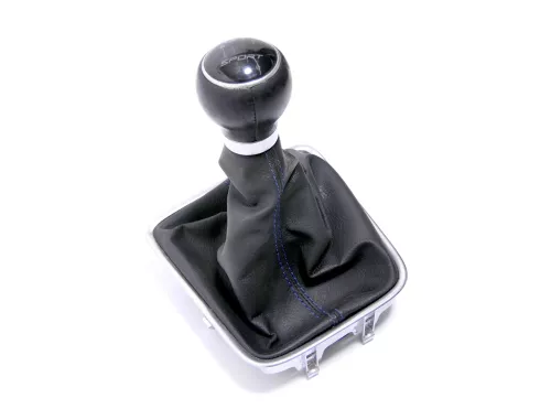 VW Golf Plus 5M Schaltknauf Schaltsack Schaltung Schaltknüppel 6-Gang Leder blau (146983)