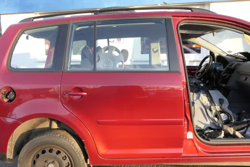 VW Touran 1T 1T3 Tür hinten rechts rot braun LA3W red sp mit Scheibe  (152452)