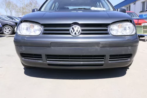 VW Golf 4 Stoßstange vorne Frontstoßstange Stoßfänger grau LC7V SWR + Kappen (156261)