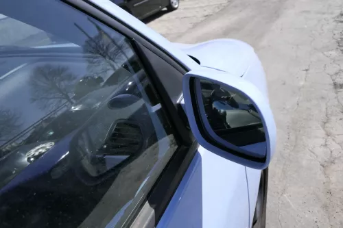 VW Lupo Arosa manueller Spiegel Außenspiegel rechts grau blau LR5D (156305)