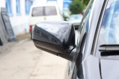 VW Polo 6N2 manueller Spiegel Außenspiegel rechts außen schwarz LC9Z blackma (158820)