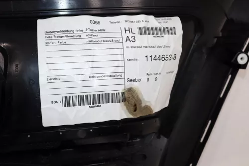 Audi A3 8P Seitenverkleidung Seite Verkleidung hinten links schwarz 2/3-Türer (160590)