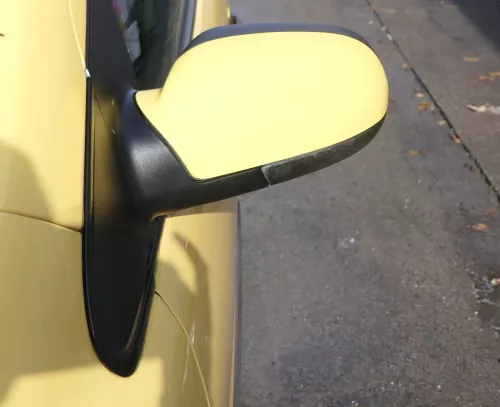 VW Fox 5Z manueller Spiegel Außenspiegel + Glas links gelb LY1C mechanisch h (162313)