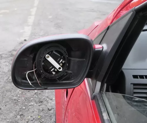 VW Fox 5Z Spiegel Außenspiegel ohne Glas links rot LY3D elektrischer (162334)