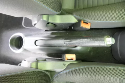 VW Up Mii Handbremse Feststellbremse Handbremshebel schwarz Leder schwarz blau