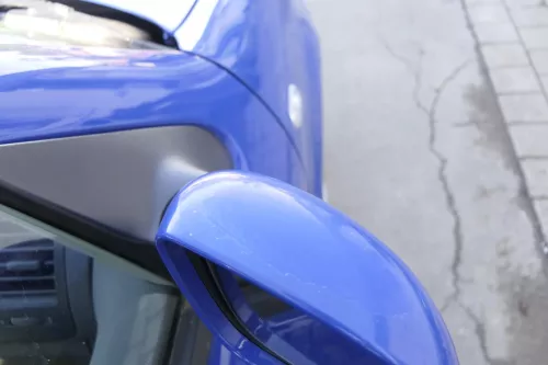 VW Polo 6N2 manueller Spiegel Außenspiegel rechts außen blau LA5C (165140)