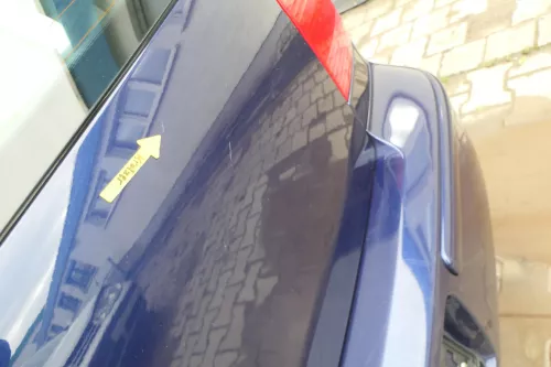 Polo 6N2 Heckklappe Klappe hinten Kofferraumklappe blau LB5N Scheibe (165749)