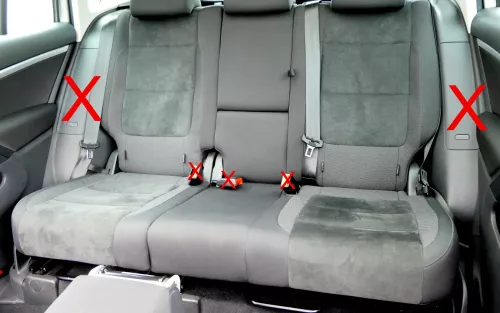 Tiguan 5N Sitz Sitze hinten Rückbank Rücksitzbank 3 Punkt Gurt Lehne Alcantara s
