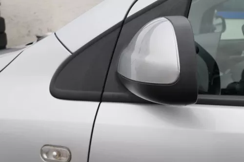 VW Fox 5Z manueller Spiegel Außenspiegel + Glas links silber LA7W (167488)