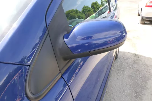 VW Fox 5Z manueller Spiegel Außenspiegel + Glas links blau LL5M