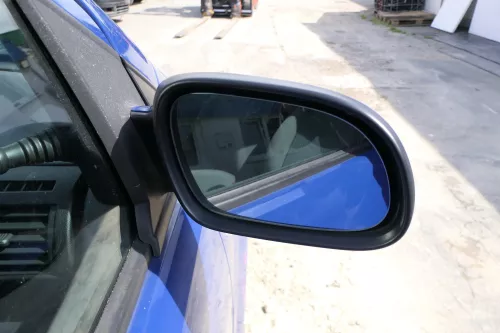 VW Fox 5Z manueller Spiegel Außenspiegel + Glas rechts blau LL5M mechanisch (169911)
