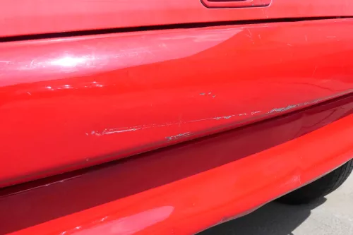 VW Polo 6N Stoßstange hinten 2-geteilte Heckstoßstange rot LP3G Stoßfänger (171171)