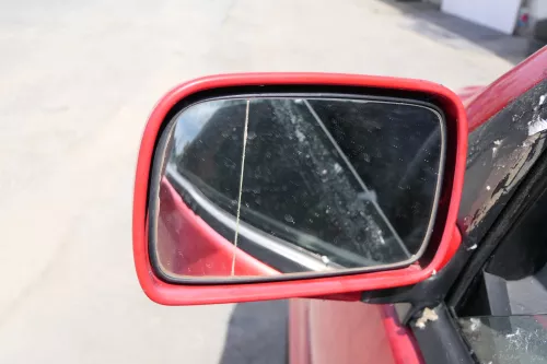 VW Polo 6N elektrischer Spiegel Außenspiegel links außen mit Glas rot LP3G (171173)