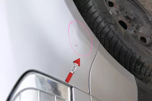 VW Fox Kotflügel vorne links silber LA7W grau (171258)