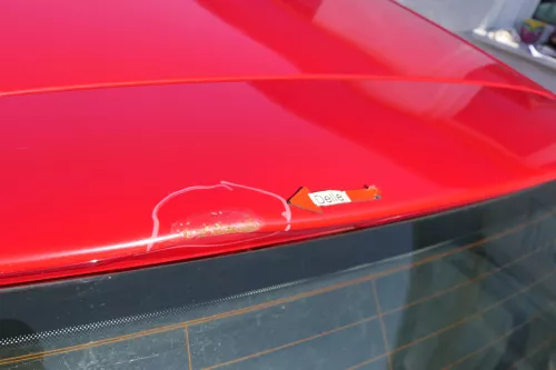 VW Golf 5 V Heckklappe hinten Kofferraumklappe + Scheibe rot LY3D - Delle (174003)