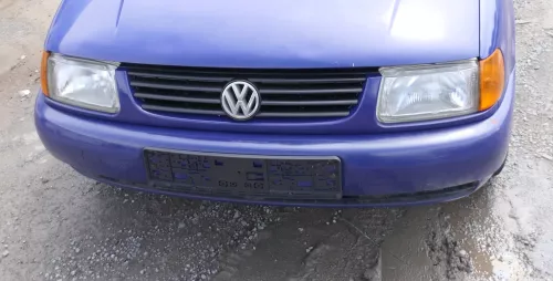 VW Polo 6N Stoßstange vorne 2-geteilte Frontstoßstange blau LD5D Stoßfänger