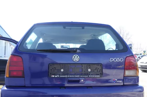 VW Polo 6N Heckklappe Klappe hinten Kofferraumklappe mit Scheibe blau LD5D