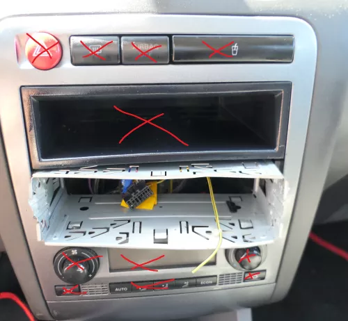 Seat Ibiza 6L Mittelkonsole Verkleidung um Radio Blende Armaturenbrett silber (176103)