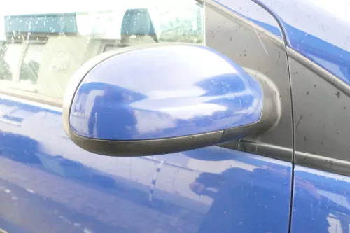 VW Fox 5Z manueller Spiegel Außenspiegel + Glas rechts blau LL5M mechanisch