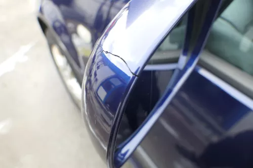 VW Golf 4 Bora manueller Spiegel vorne links Außenspiegel blau LB5N Glas (177090)