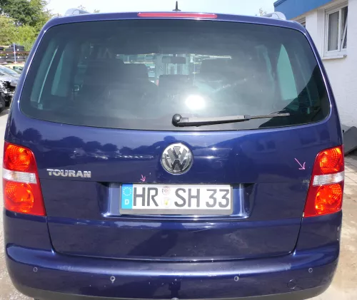 VW Touran 1T Heckklappe Kofferraumklappe hinten blau LB5N mit Scheibe -Rost (177789)