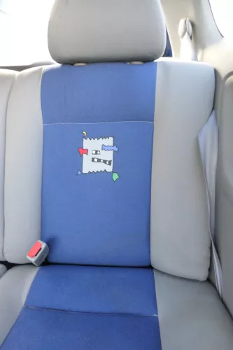 Polo 6N 6N2 Sitz Sitze hinten Rückbank Kopfstützen Lehne klappbar teil grau blau (178385)