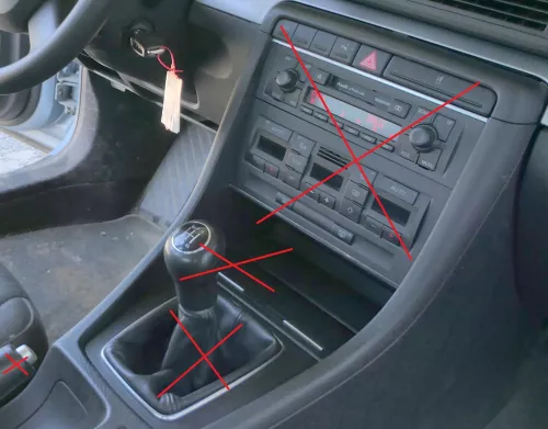 Audi A4 8E B6 B7 Mitteltunnel hinten Verkleidung um Handbremse Konsole schwarz (181566)