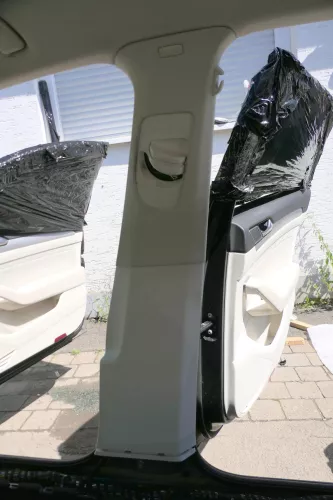 2x Passat B8 3G B-Säulen Verkleidung rechts oben +unten Abdeckung weiß St.Tropez