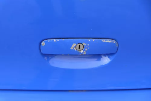 VW Polo 9N Fun Heckklappe Kofferraumklappe Klappe hinten Scheibe blau LA5F (182735)