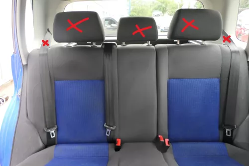 VW Polo 9N 9N3 Sitz Rückbank Sitzfläche Sitze 3 Punkt Gurt hinten blau OHNEKopf