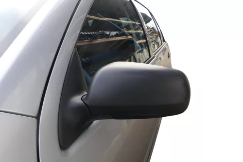 Skoda Fabia 6Y mechanischer Spiegel Außenspiegel links schwarz matt Glas (183662)