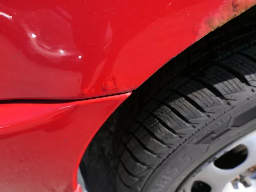 VW Polo 6N Stoßstange vorne 2-geteilte Frontstoßstange rot LP3G Stoßfänger +Nebe (186578)