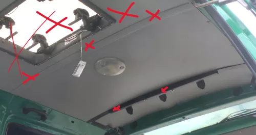 1x VW T4 Himmel Innenraum Decke Dachhimmel Dach oben hinten Kastenwagen Lampe