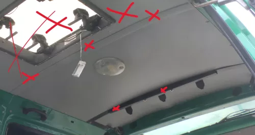 1x VW T4 Himmel Innenraum Decke Dachhimmel Dach oben hinten Kastenwagen Lampe