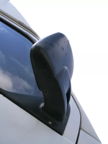 VW T4 mechanisch Spiegel Außenspiegel rechts Glas schwarz 701857508 origi matt (186813)