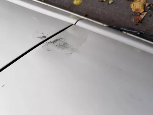 VW T5 Facelift T6 Tür rechts Schiebetür mit Scheibe weiß R902 Fenster - Delle (186916)