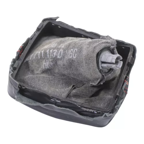 VW Polo 9N 9N3 Schaltknauf Schaltsack 6Q1711113D Leder schwarz rote Nähte ## (149966)