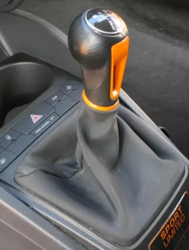 Ibiza 6J Schaltknauf Schaltsack Schaltknüppel Schalthebel 5-Gang Leder orange (200678)