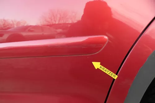 VW Golf Plus 5M Tür hinten links silber rot LA3X - mit Rahmen (200963)