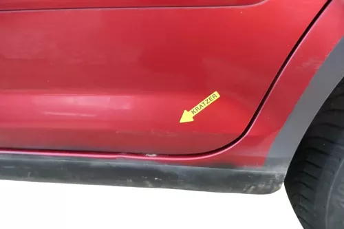 VW Golf Plus 5M Tür hinten links silber rot LA3X - mit Rahmen (200963)