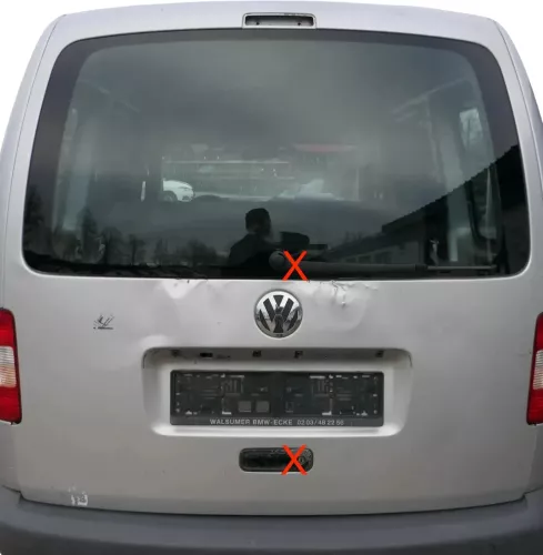 VW Caddy 2k Heckklappe mit Scheibe hinten silber LA7W -OHNE Anbauteile
