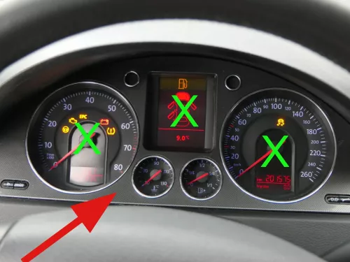 Passat 3C Verkleidung Abdeckung Dekor schwarz matt um Tacho Armaturenbrett