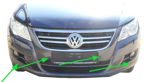 6x VW Tiguan Einparkhilfe PDC + Kabelbaum Parksensoren blau LH5X vorne