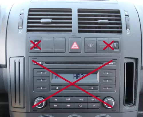 VW Polo 9N Mittelkonsole Verkleidung um Radio schwarz 6Q0858069AC