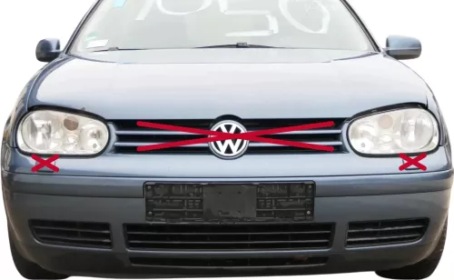 VW Golf 4 Stoßstange vorne Frontstoßstange Stoßfänger blau LD5X SWR -ohne Kappen